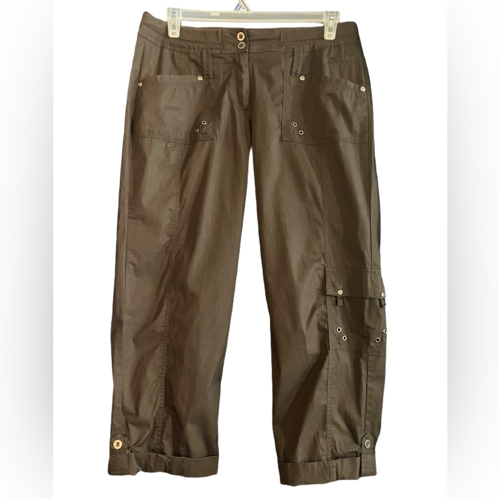 NWOT Chico’s Women’s Dark Brown Cargo 6 Pocket Pants Slacks Chico 0.5 Small 6